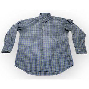 Arrow Men's Button Down Shirt XLarge Green Blue‎ Plaid Long Sleeve